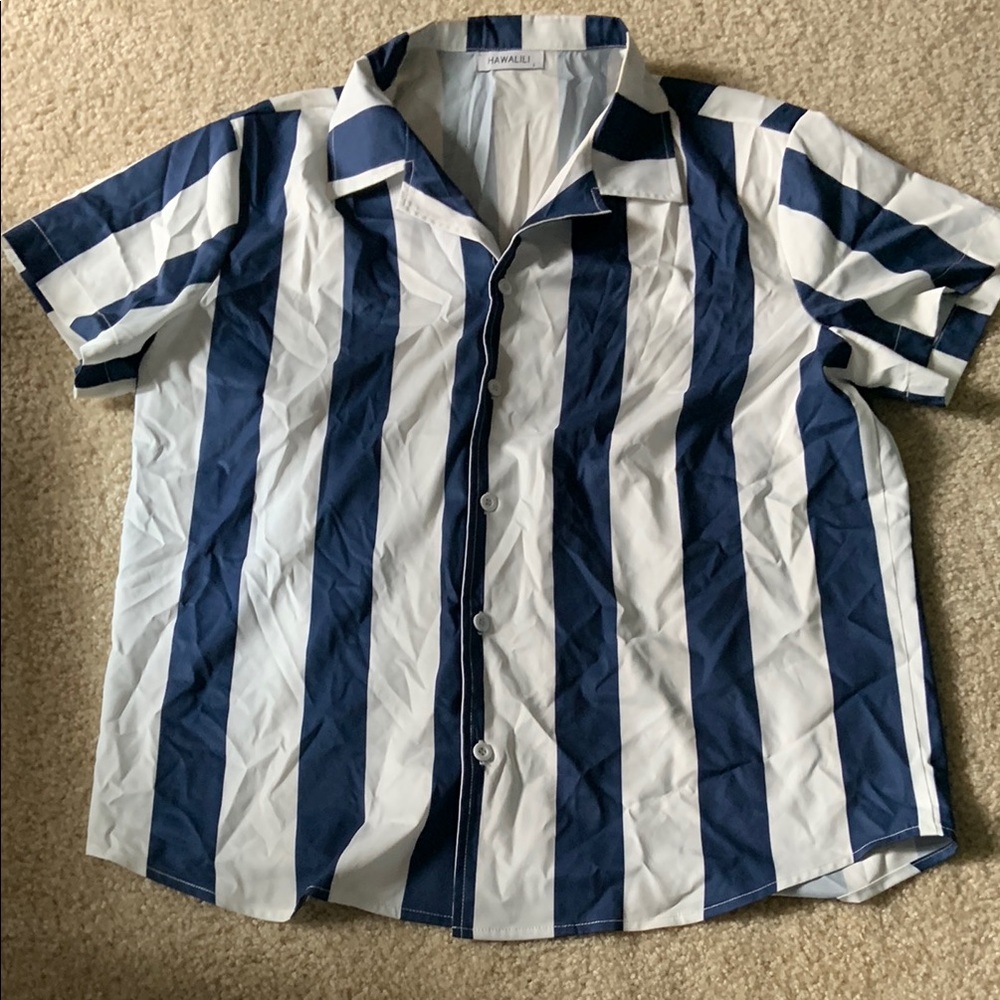 Stylish Blue and White Striped Men's Shirt